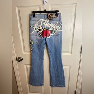 NWT Ed Hardy Fit and Flare Jeans Love Kills Slowly 28